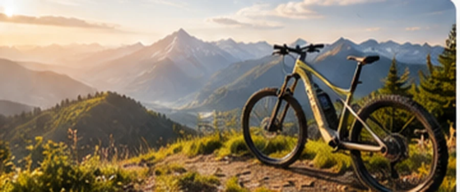 Elektro-Mountainbike vor einem Bergpanorama
