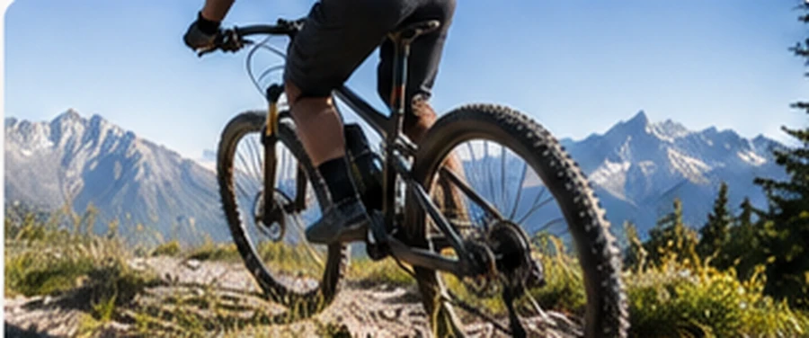 Mountainbiker auf einem steinigen Trail im Gebirge